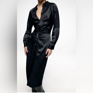 New Zara Elegant Black Satin Dress